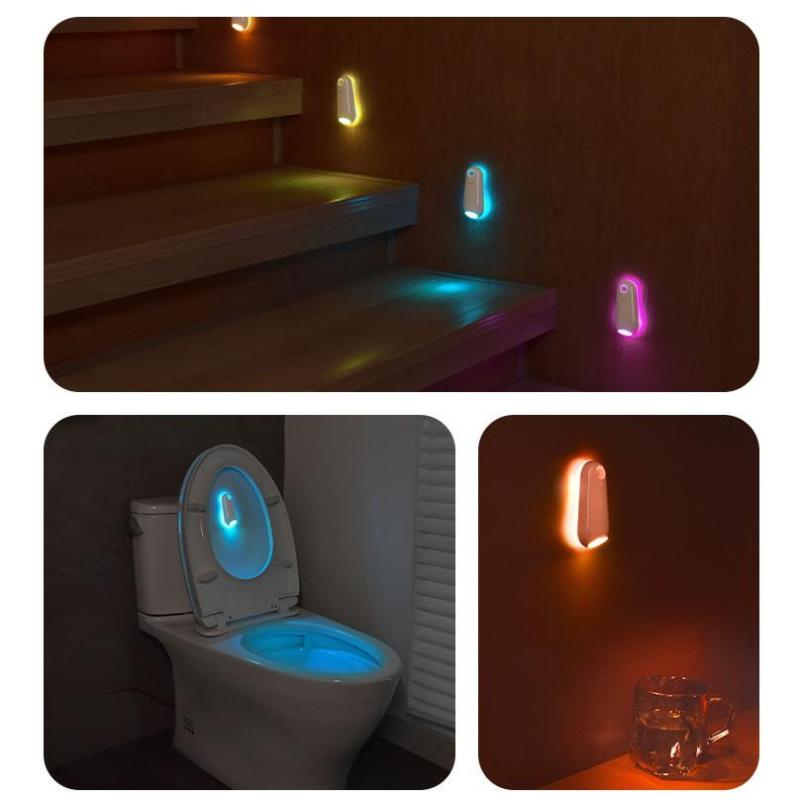 Led Toilet Motion Sensor Light 2In1 Rgb Night Light Rechargeable 8 Light Modes Waterproof Lamp For Toilet Corridor Step Lighting