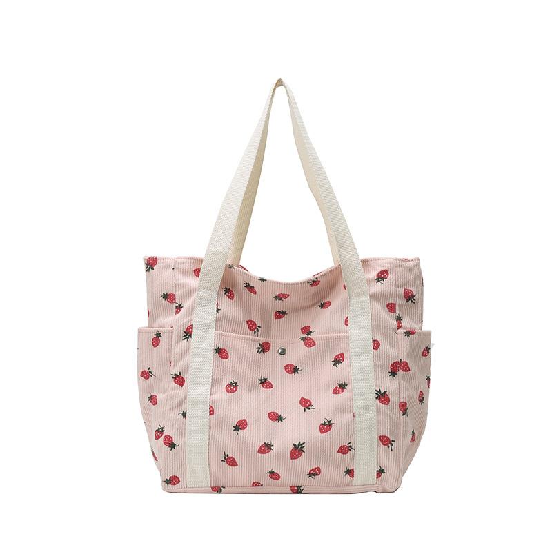 Cute Strawberry Corduroy Tote BagEmbroidered Corduroy Tote BagPersonalized Women Shoulder BagHandmade PurseUnique Gift for Fruit Lovers 1939₽