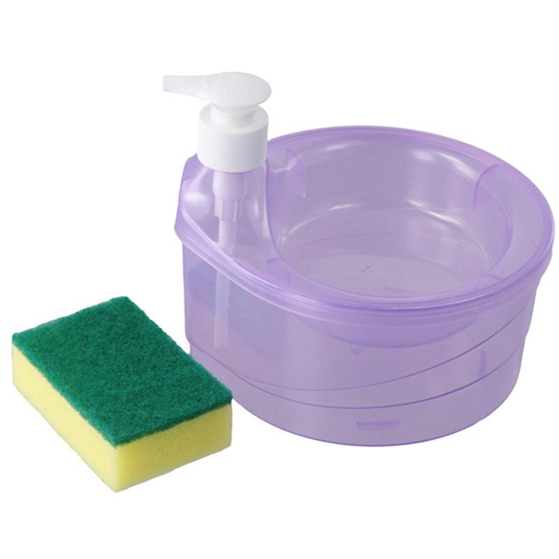 Seifenspender und Wäscherhalter, multifunktionaler Geschirrspülbehälter, 1000 ml, manueller Spülbecken-Geschirrwaschseifenspender für Café