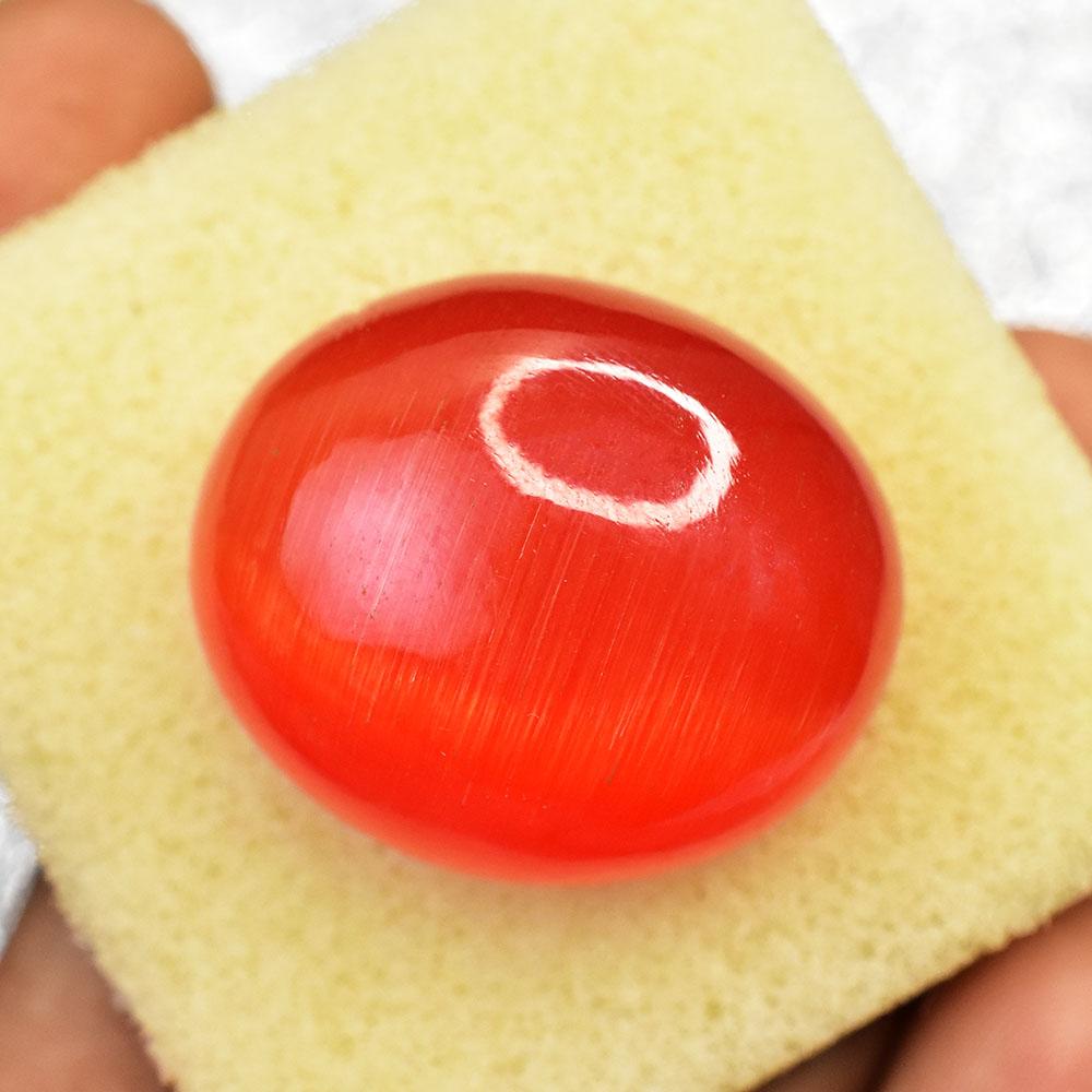 Natural ORANGE Cat's Eye Sri Lankan 94 Ct Cabochon Cut CERTIFIED Loose Gemstone