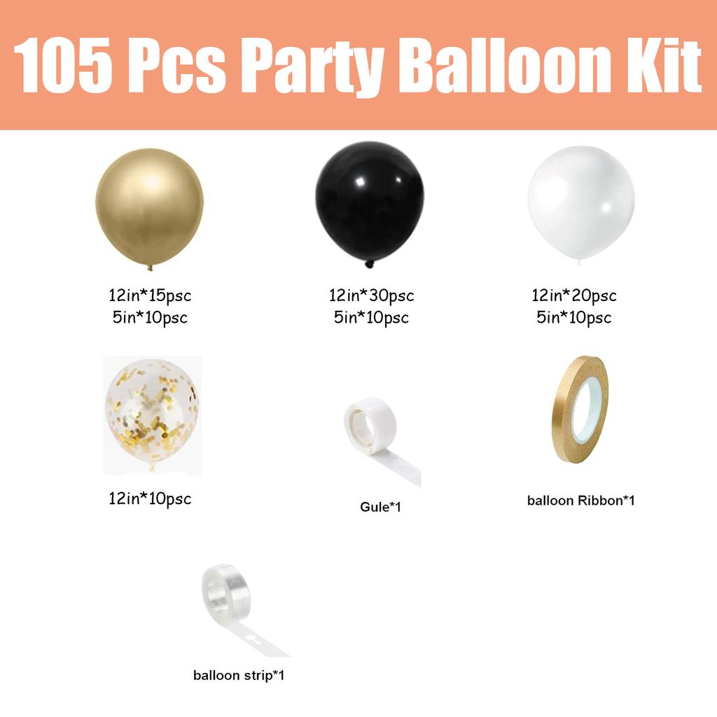 104PCS Multi-color Latex Balloon Set Suitable for Birthday Parties, Weddings, Valentine's Day Party Decoration