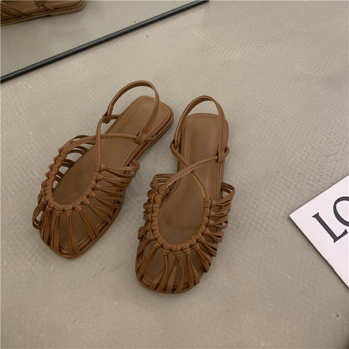 Fashion Women's Gladiator Sandals New Summer Breathable Closed Toe Flat Sandals Female Slipers Women Soft Beach Slides Rome Shoes Mujer