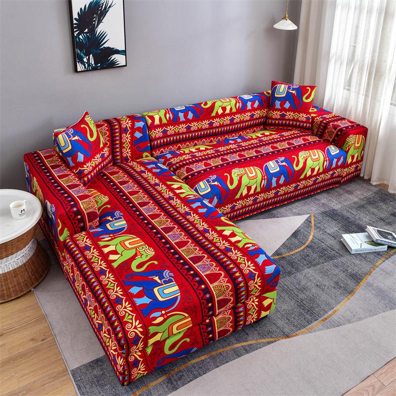 Geometric Sofa Covers For Living Roomastic Corner Couch Cover Sectional Corner L Shaped Chaise Longue Slipcover Funda De Sofá