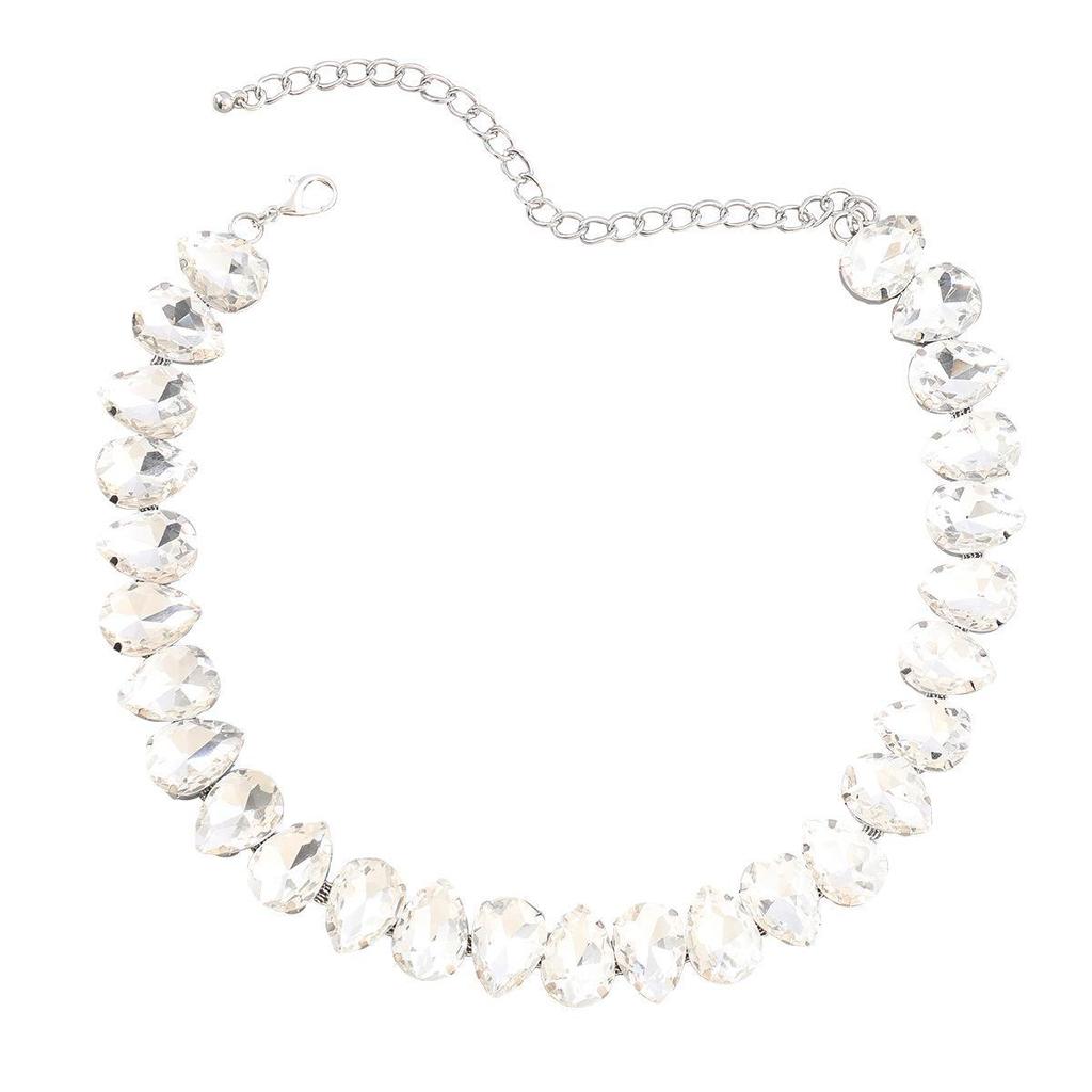 Tendance Printemps 2023: Collier Exagéré Multicouche en Verre Diamant Goutte d'Eau
