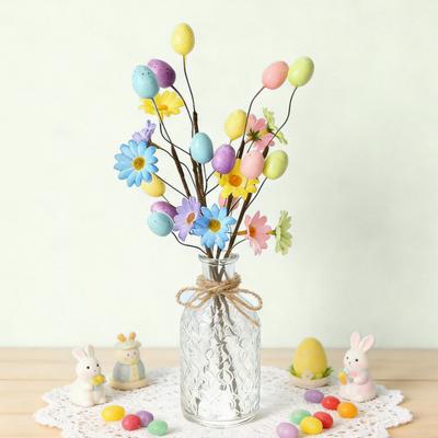 Bețișoare cu Ouă de Paște Ramură cu Flori Artificiale de Primăvară cu Ouă Colorate pentru Aranjamente Florale Petrecere Centru de Masă Acasă