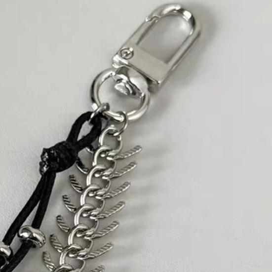 1/2/3Pcs Alloy Fishbone Keychain Pendant Black Rope Design Lightweight Key Chain Backpacks Cars Key Organizer Accessories
