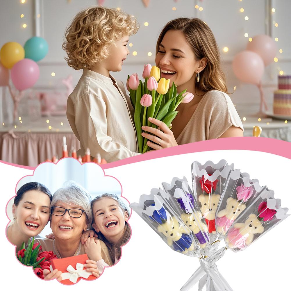 Romantische Künstliche Seifenrosen Geschenk Blumenstrauß Lieblicher Teddy Weihnachts Bär Geburtstag Tag Wi K6C1