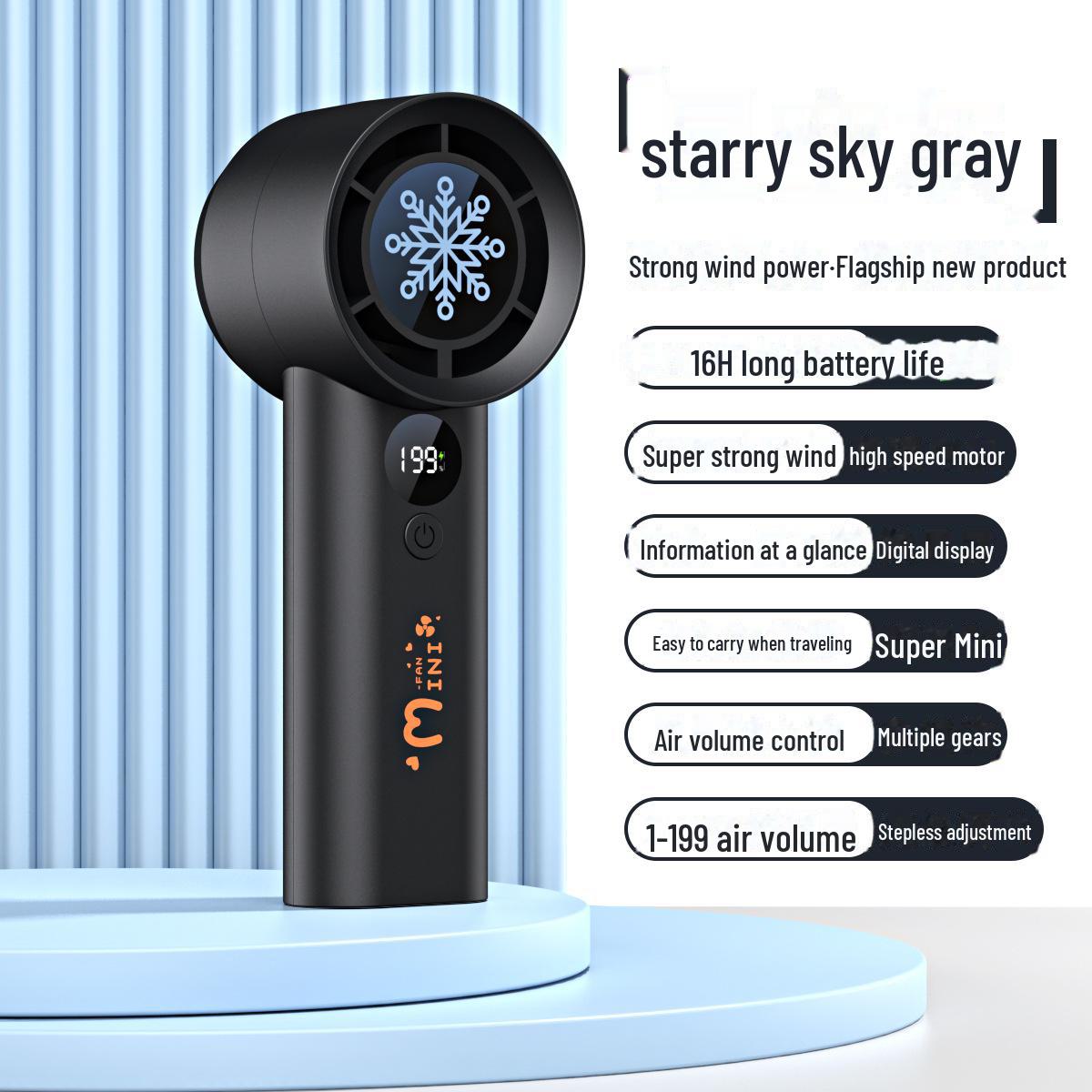 

2025 USB-перезаряжаемый портативный 100-скоростной безлистный мини-турбовентилятор