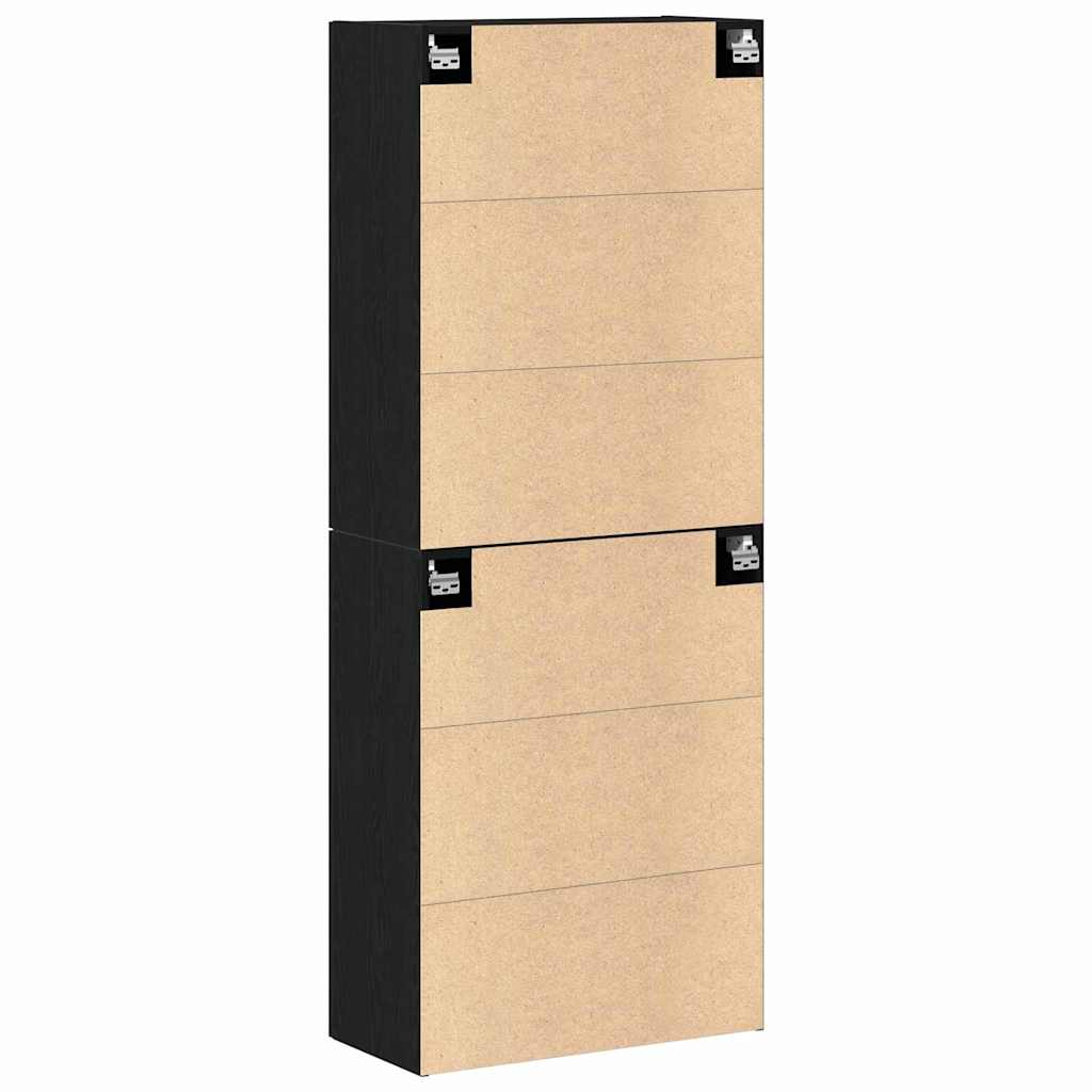 Wall Cabinet 2 pcs Black Oak Effect 69.5 x 34 x 90 cm