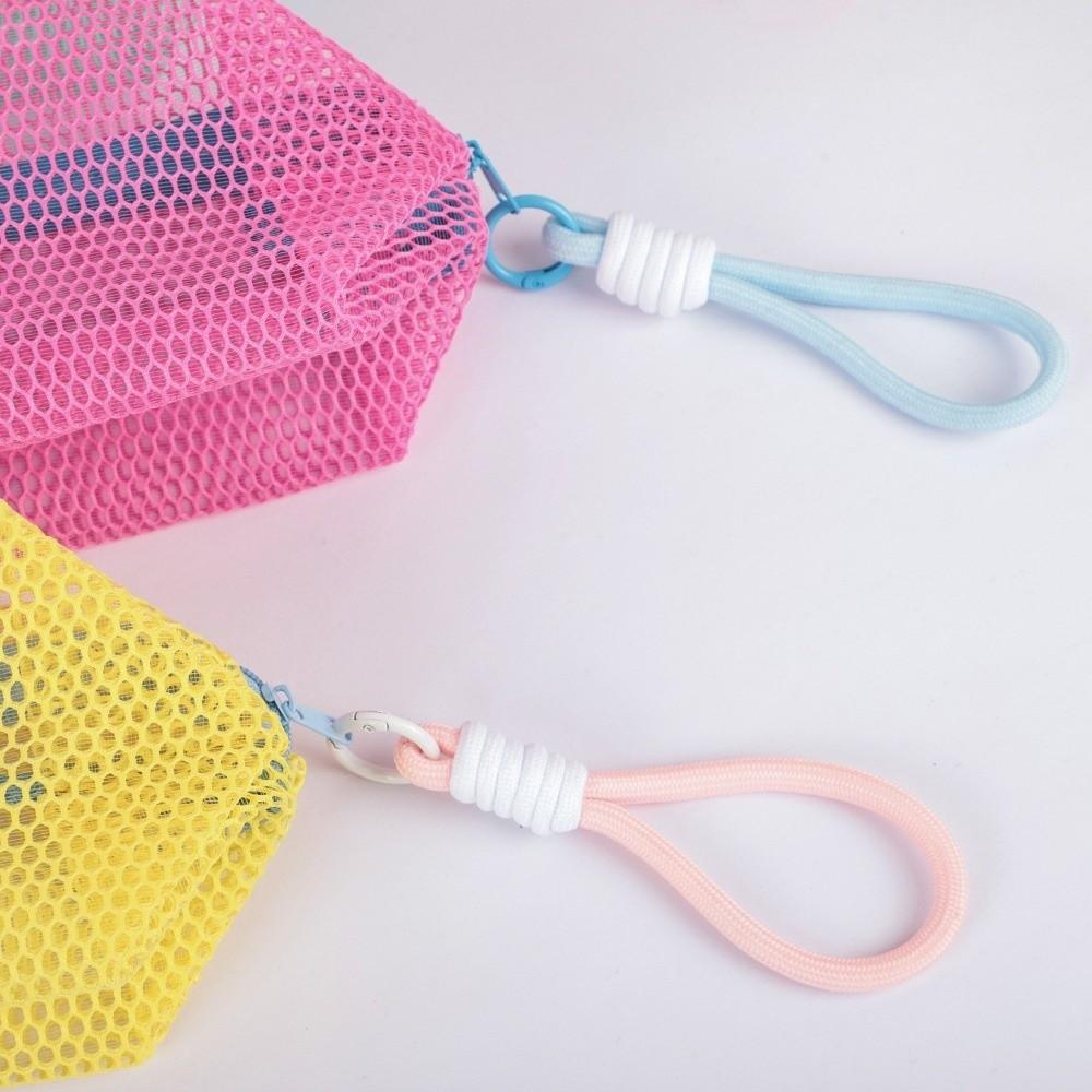Durable Dopamine Color Cosmetic Bag Lightweight Mesh With Zipper Makeup Pouch Large Capacity Storage Bag Multi-Purpose Use