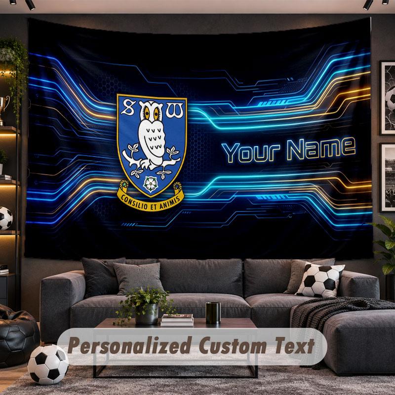 Wall Hanging Tapestry Custom NameSheffield Wednesday FC Pattern Personalized Printed Fabric Wall Decor