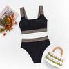New Women's Characteristic Webbing Suspender Briefs Solid Color Bikini Split Swimsuit