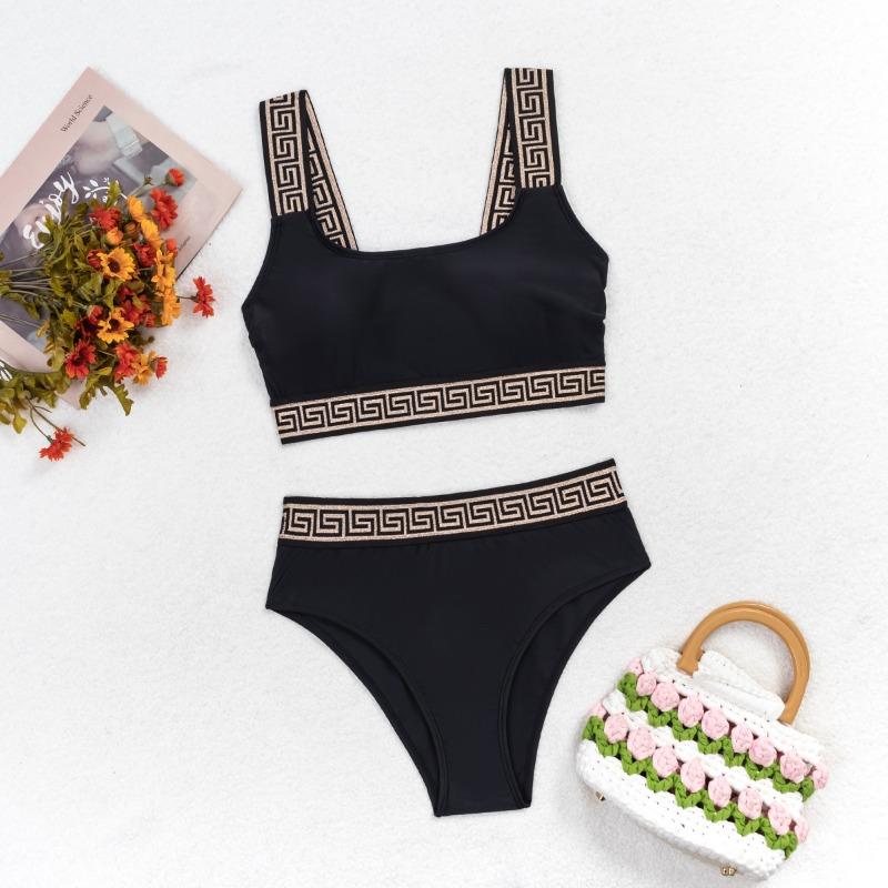 New Women's Characteristic Webbing Suspender Briefs Solid Color Bikini Split Swimsuit