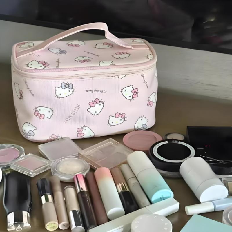 Bolsa de Cosméticos Rosa Hello Kitty Grande Capacidade Portátil Armazenamento Bolsa de Mão Bolsa de Armazenamento Hello Kitty