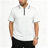 Men's Short Sleeve Polo Shirt with Zipper Collar Classic Fit Lightweight Knit Top for Everyday Wear