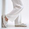 Women White Leather Casual Sneakers Slip-On Comfort Walking Shoes Fashion Loafers Flat Cowhide Lightweight Daily Wear
