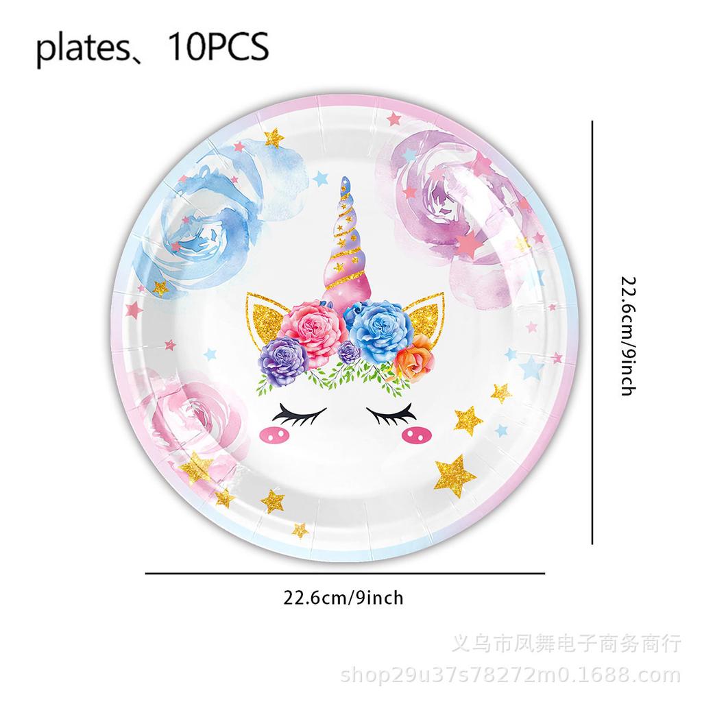 Purple Unicorn Theme Party Decorations Cutlery Set Tissue Paper Plates Paper Cups Party Decorative Cutlery