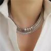 Exaggerated Personalized Wide Version Watch Strap Chain Diamond Necklace Light Luxury Elegant Neckchain Trendy Women Jewelry