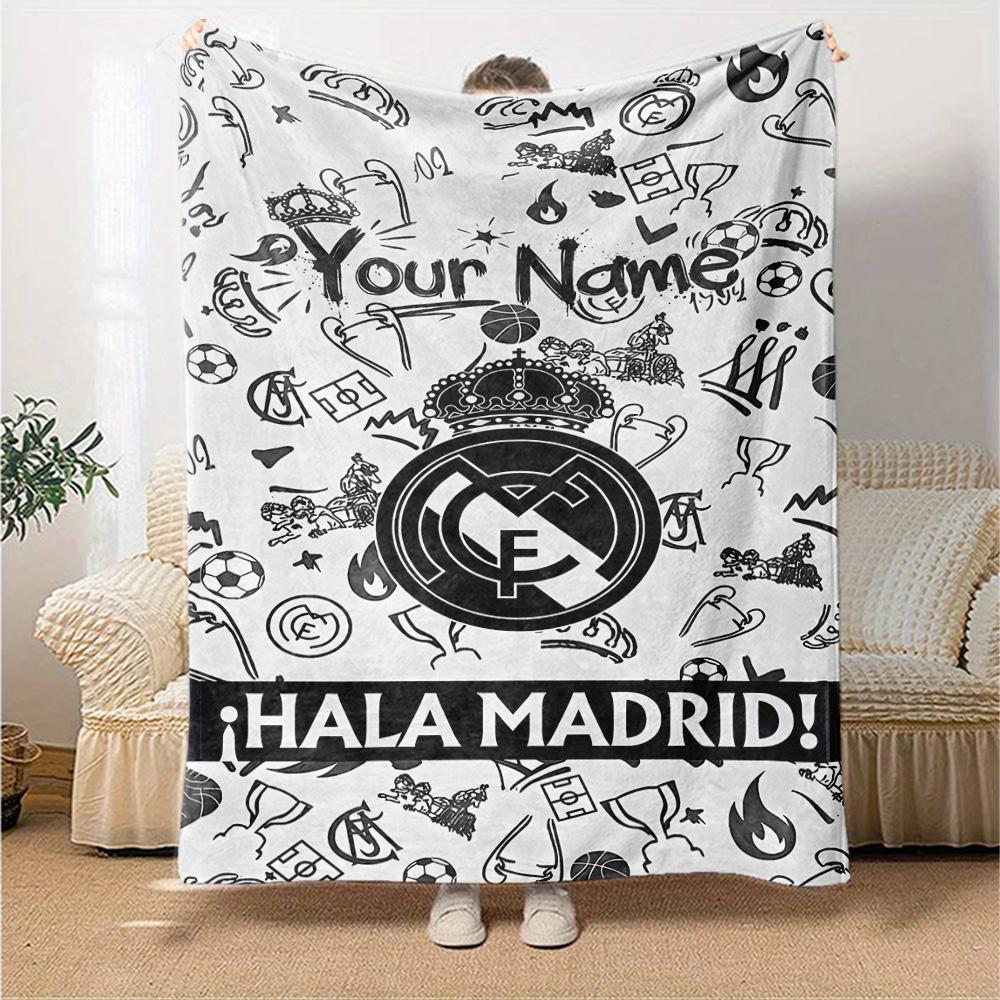 Real Madrid Club Customize Text Blanket Lightweight Customizable Blanket Ultra-Soft Perfect for Livingroom Living Room Seaside Office