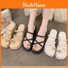 Summer Women Flat Sandals With Pu Material And Rubber Sole For Daily Wear