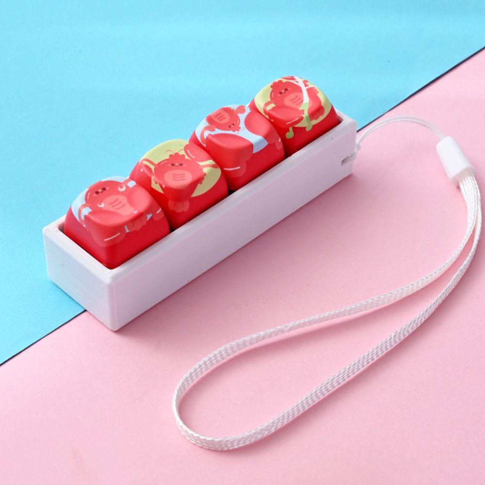 Cute Cat Keycap Fidget Keychain Mini Keycap Finger Button Press Toy Keychain Gift for Adults