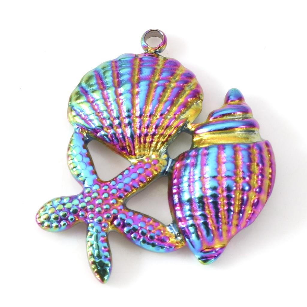 2PCs Stainless Steel Pendants Multicolor Conch/ Sea Snail Shell Charms DIY Necklace Bracelet Women Summer Party Jewelry Findings