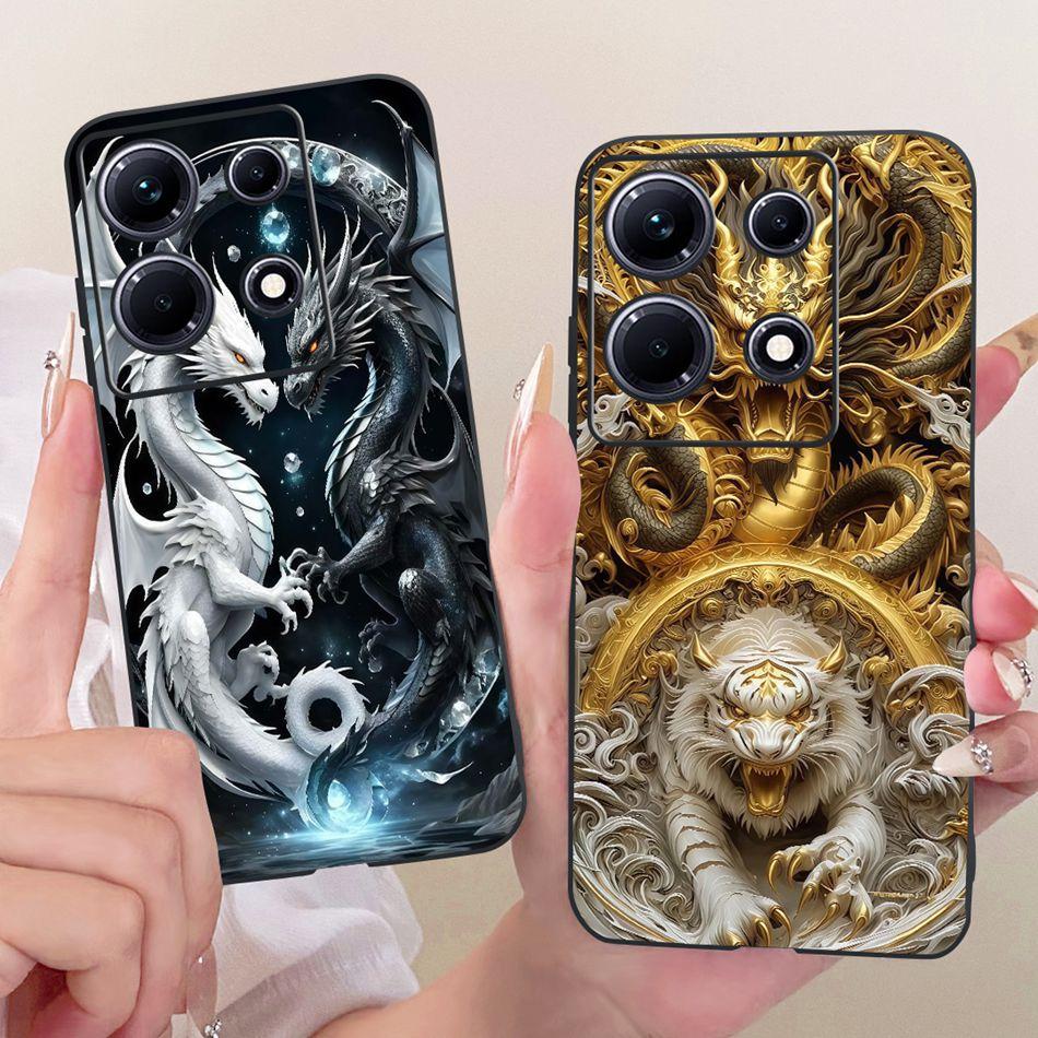 For Infinix Note 30 30Pro X678B X6716B X6711 Cool Dragon Tiger Phone Case Note 30 Pro Note30 4G 5G Black Silicone Soft Cases