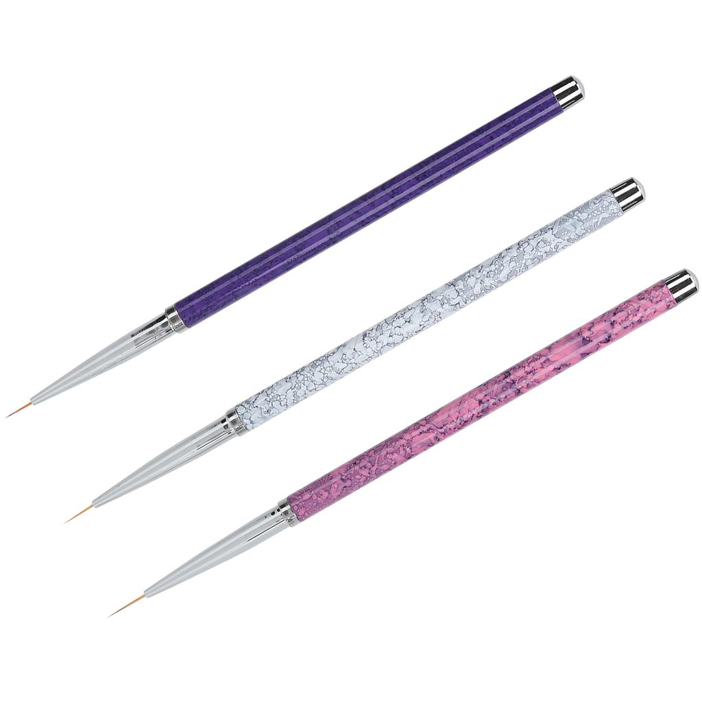 3pcs Nail Art Liner Brushes Nail Painting Drawing Design Brush Set (Marbling Handle)