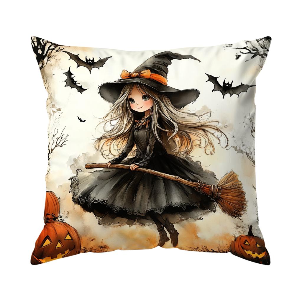 Halloween Pumpkin Black Cat Pillowcase Printed Polyester 45X45Cm Throw Pillowcover Decorative Sofa Cushion Pillowslip Home Decor