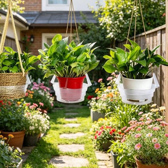 Yousheng Flower Pot Watering Tray, with Hooks Hanging Baskets, Ventilation Easy Installation Plant Tray, for Indoor Outdoor Hanging
