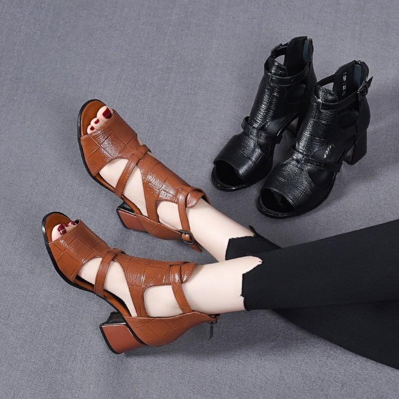 New women's sandals fish mouth hollow one-word wedge style sandals women
