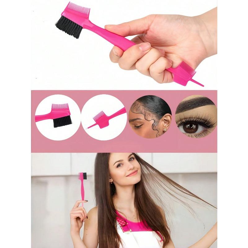 1PC Double Sided Edge Control Brush, 3-In-1 Styling Tool With Boar Bristles For Smooth Baby Hair And Eyebrows, Professional Hair Edge Brush