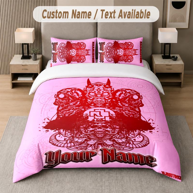 Rammstein 3Pcs Bedding Set, Personalized Custom Name Text, 1 Duvet Cover & 2 Pillowcases For Bedroom