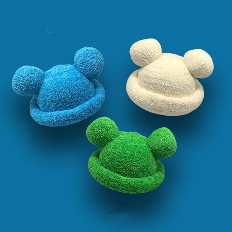 Adult Cartoon Bear Ear Shape Polyester Bucket Hat Fluffy Winter Warmer Plush Fisherman Cap Winter Gifts for Girlfriend