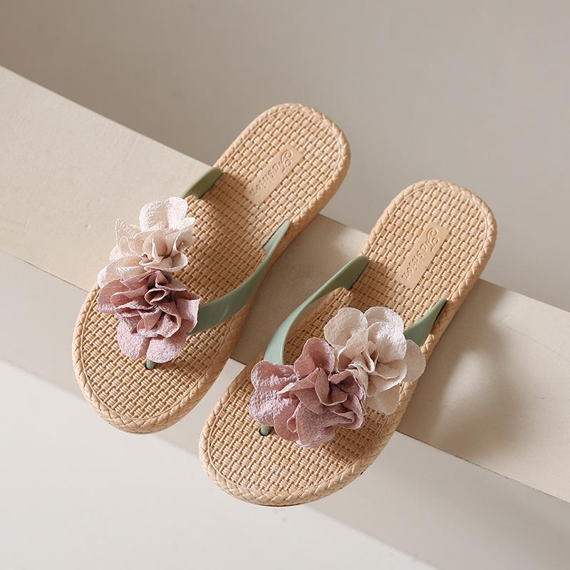 Fairy Style Women's Flower Flip-Flops - Summer Sandals for Skirts, Casual Wear & Beach Outings
