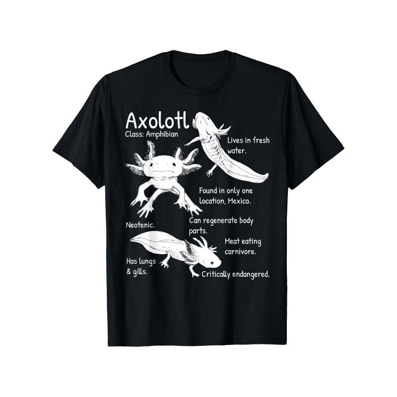 

Axolotl T Shirt Endangered Species Mexican Walking Fish Men s Women Cotton Tee Casual Summer Oversized Loose Top Short Sleeve S разноцветный