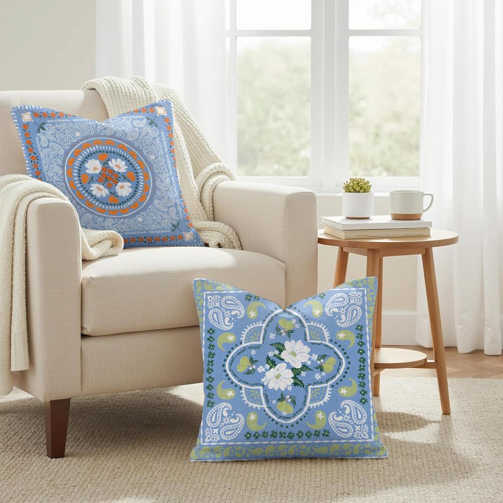 Simple Retro Cushion Cover Natural Linen Organic Fabric Double-Sided Printing Sofa Home Decor Gift Pillow Cover