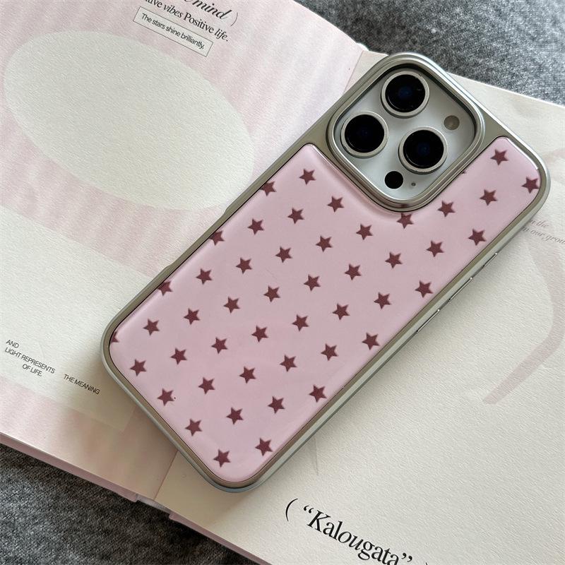 

Trendy Electroplated Pink Stars Phone Case for iPhone 17 Pro Max, Apple 16, 15 iPhone 17 Pro Max