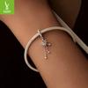 Pure Lily Diy Pendant Accessories, Elegant Charm S925 Sterling Silver Flower Bracelet Beaded