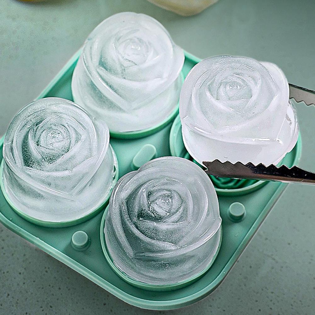 Matrițe de Gheață Trandafir 3D Tăvi Mari pentru Cuburi de Gheață Fac 4 Forme Gigant Căutate de Flori