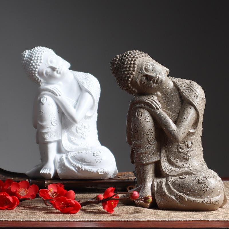 Statuia lui Buddha așezată în dormit din Asia de Sud-Est Artizanat din rășină Thailanda Hindu Fengshui Grădină Zen Birou Decorarea casei Meditație