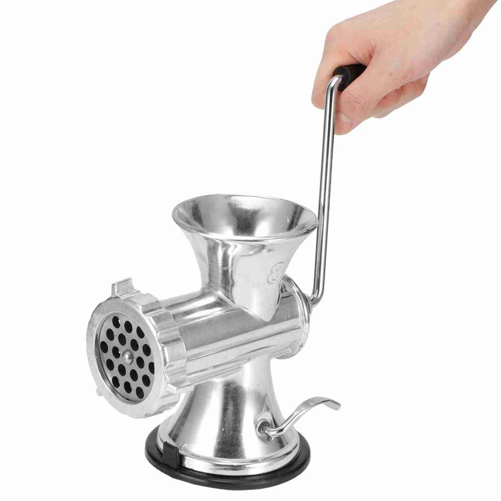 Aluminum Alloy Manual Meat Grinder Silver Suction Cup Base Meat Grinding Machine Multifunctional Labor Saving Hand Crank Mincer