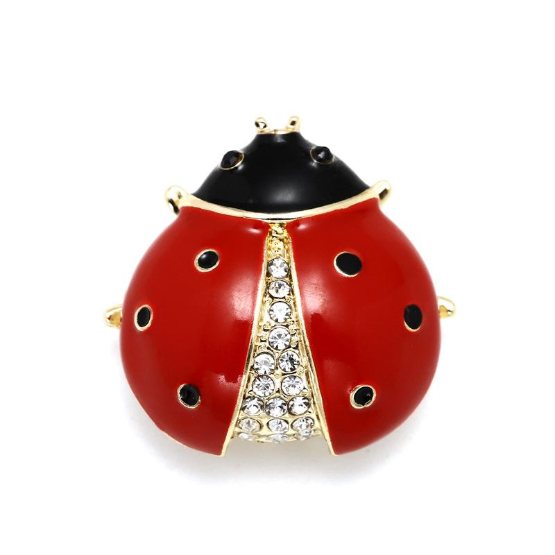 SKEDS Fashion Cute Ladybug Rhinestone Brooches For Women's Men's Clothing Insect Metal Enamel Pins Banquet Brooch Jewelry Gift