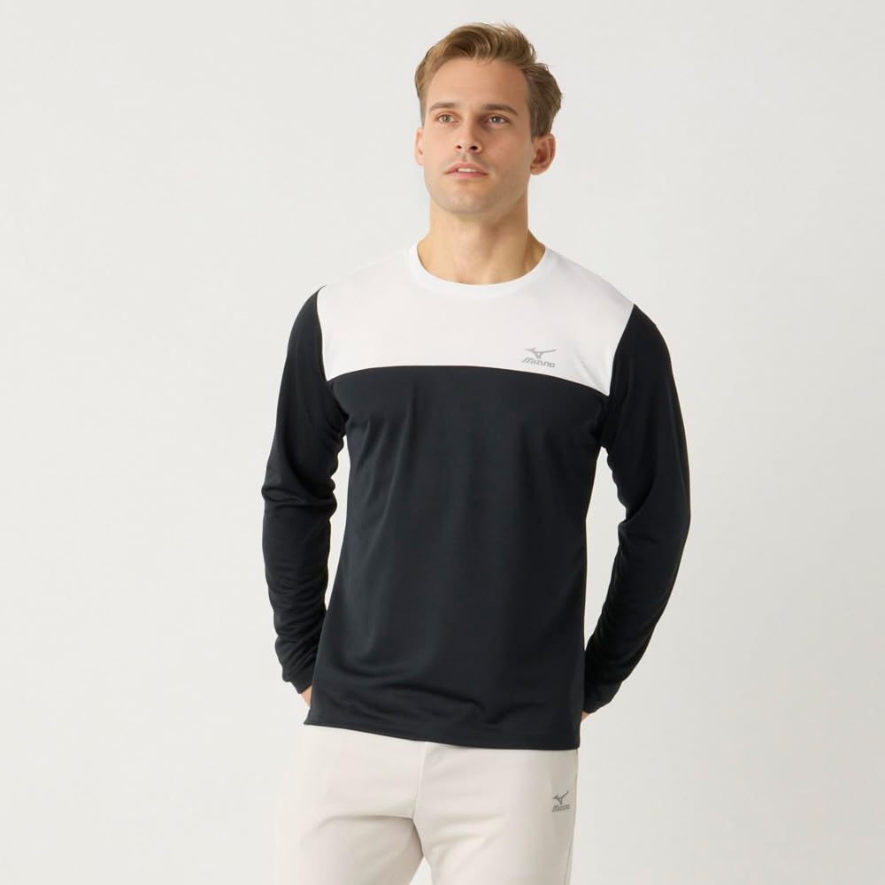 Mizuno Simple Is Training and Size Size K2JACM13 Quick-Dry Long-Sleeve T-Shirt, Sweat-Wicking Quick-Drying, Men's 2, Black, L,