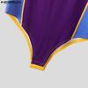 INCERUN Men's Short Sleeve Letter Print Fitted Leotard Jumpsuits Underwear One Piece Suit