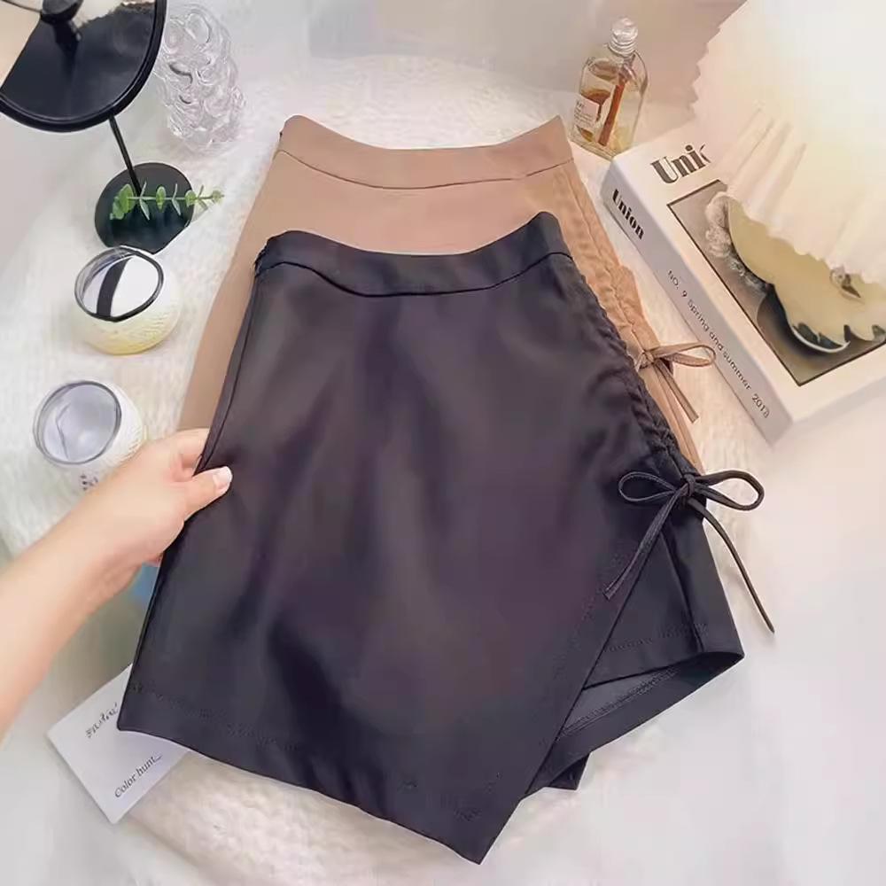 Spring 2024 Women's High-Waist Slim A-Line Pleated Drawstring Skirt