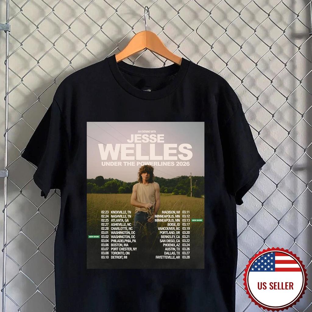 An Evening With Jesse Welles Under The Powerlines Tour T Shirt Full Size S-