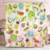 Summer Fruits Shower Curtain,Green Pink Tropical Fruits Watermelon Pineapple Shower Curtain Summer Tropical Bathroom Curta