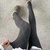 Lolita Rhombus Jacquard Pantyhose Retro Knitted Hollow Design Warm Base Leggings Korean Style Autumn Stockings Tights