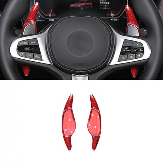 Pair Red Carbon Fiber Steering Wheel Gear Shifter Paddle For BMW X3 X4 X5 19-22
